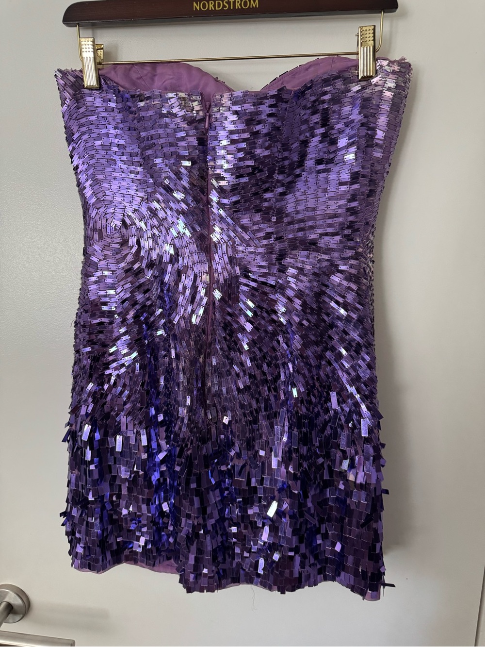 Sherri Hill Purple Sequin Strapless Mini Dress Size 6 - Picture 7 of 10